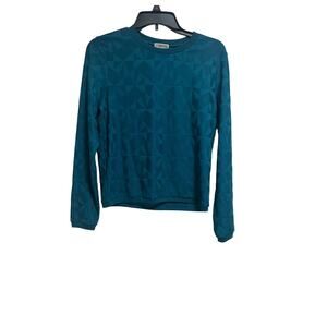 NWT Chelsea28 Womens Teal Moroccan Long Sleeve Pullover Sweater Size M